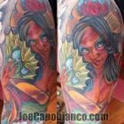 Geisha with Fan Tattoo by Joe Capobianco